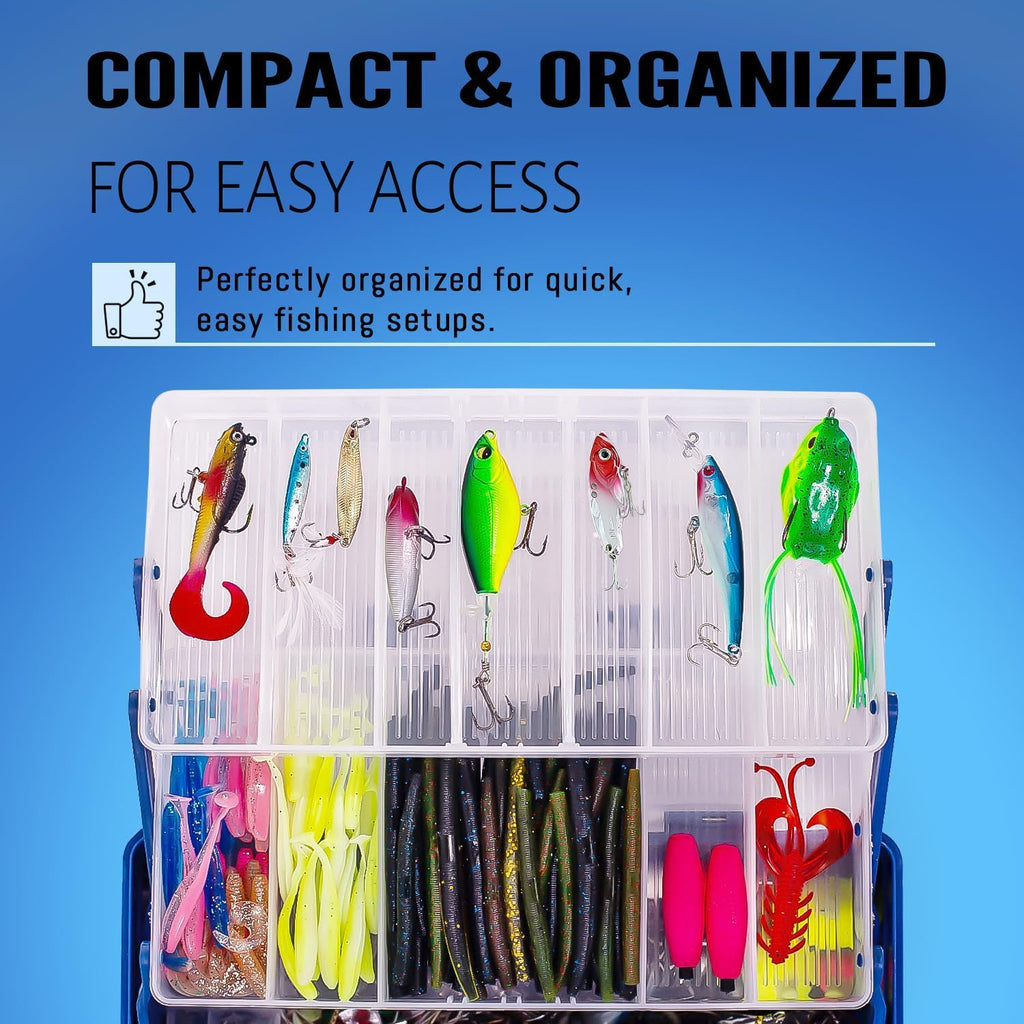 Large 3-Layer Fishing Tackle Box Lures with Tackle Included 448 Pcs