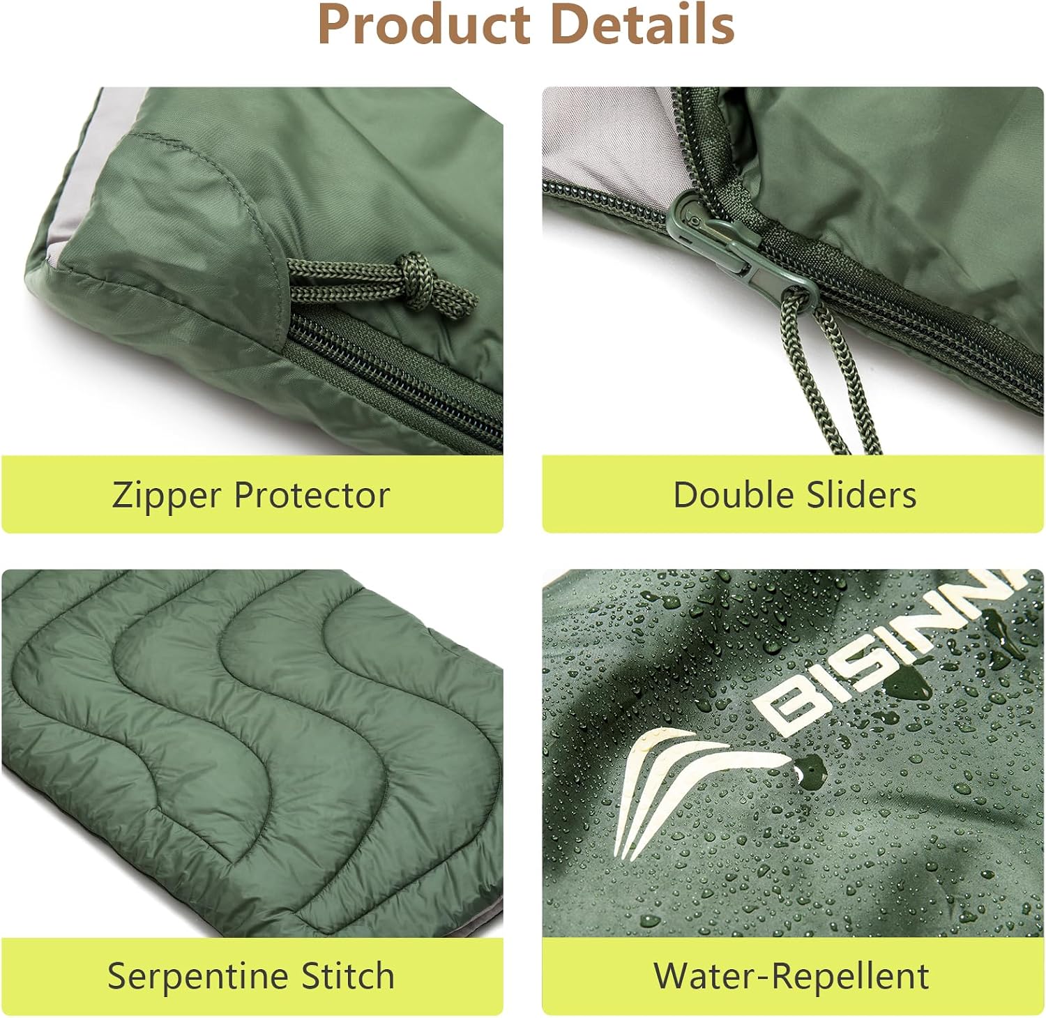 BISINNA Warm Weather Sleeping Bag Portable Lightweight Sleeping Bags