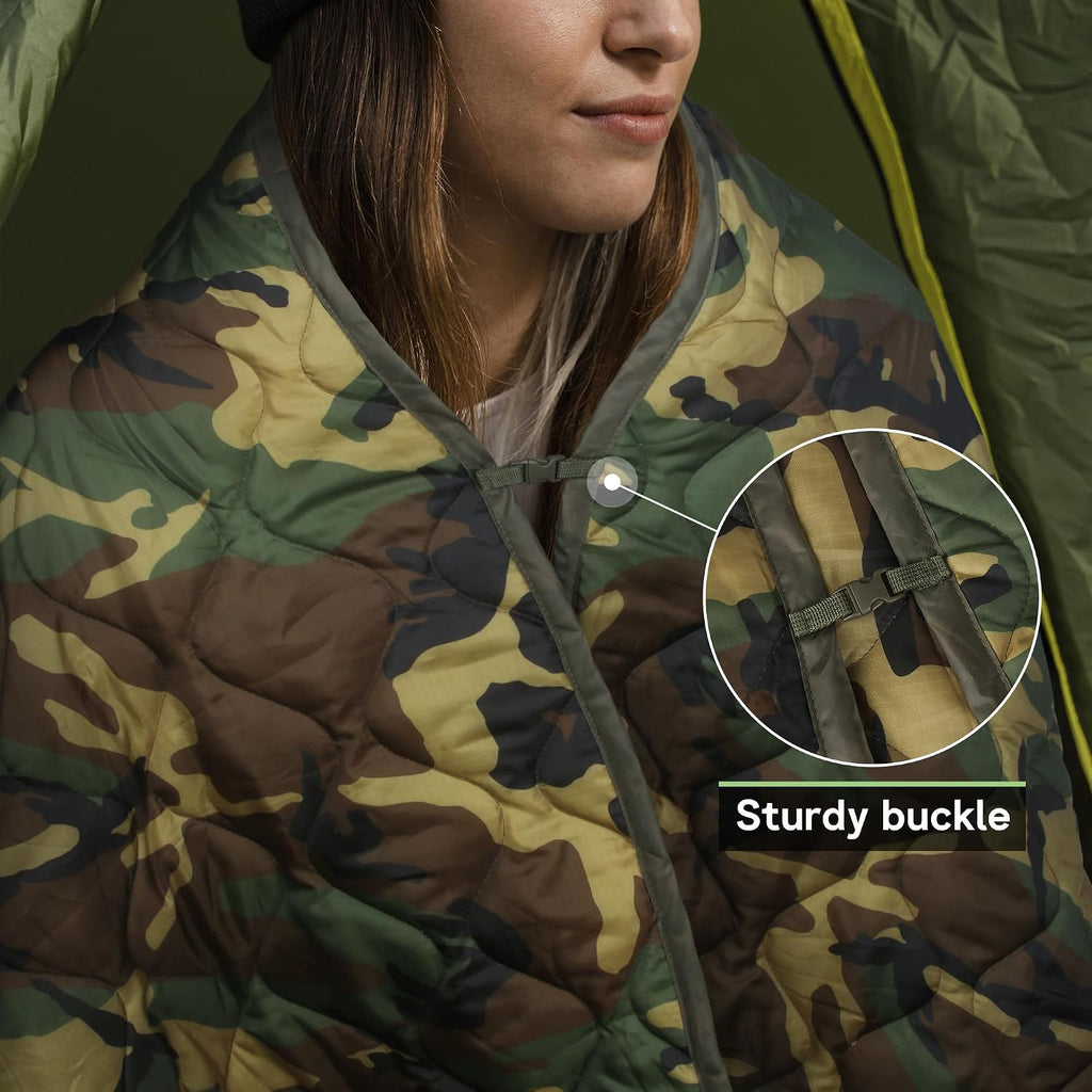 Mirzoyan Woobie Blanket, Military Poncho Liner Camo Insulated Camping Woobie Blanket for Outdoor Hiking Survival Hunting