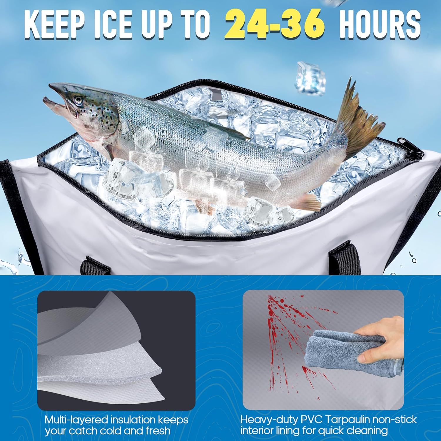 THKFISH Insulated Fish Cooler Bag, Fish Kill Bag for Caught Fish