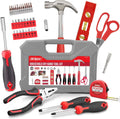 Hi-Spec Household Starter Tool Kit with Compact Carry Toolbox, Red