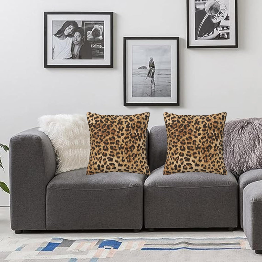 Leopard Print Pillow Covers 18x18 in Couch Cheetah Print Pillow Case Sets of 2 Modern Decorative Square Throw Pillows for Home Living Room Bedroom Bed Cushion