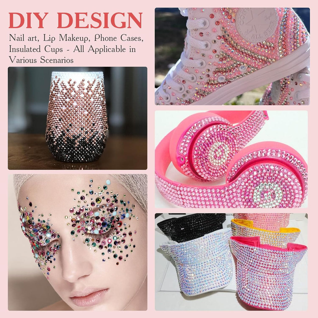 80000Pcs Bedazzling Kit, 42 Colors 3mm Flatback Rhinestones with 3 B7000 Glue & Tools, Bedazzler Kit for Crafts Clothes Tumblers Nail Art & Diamond Painting - Christmas Birthday Gift for Girls