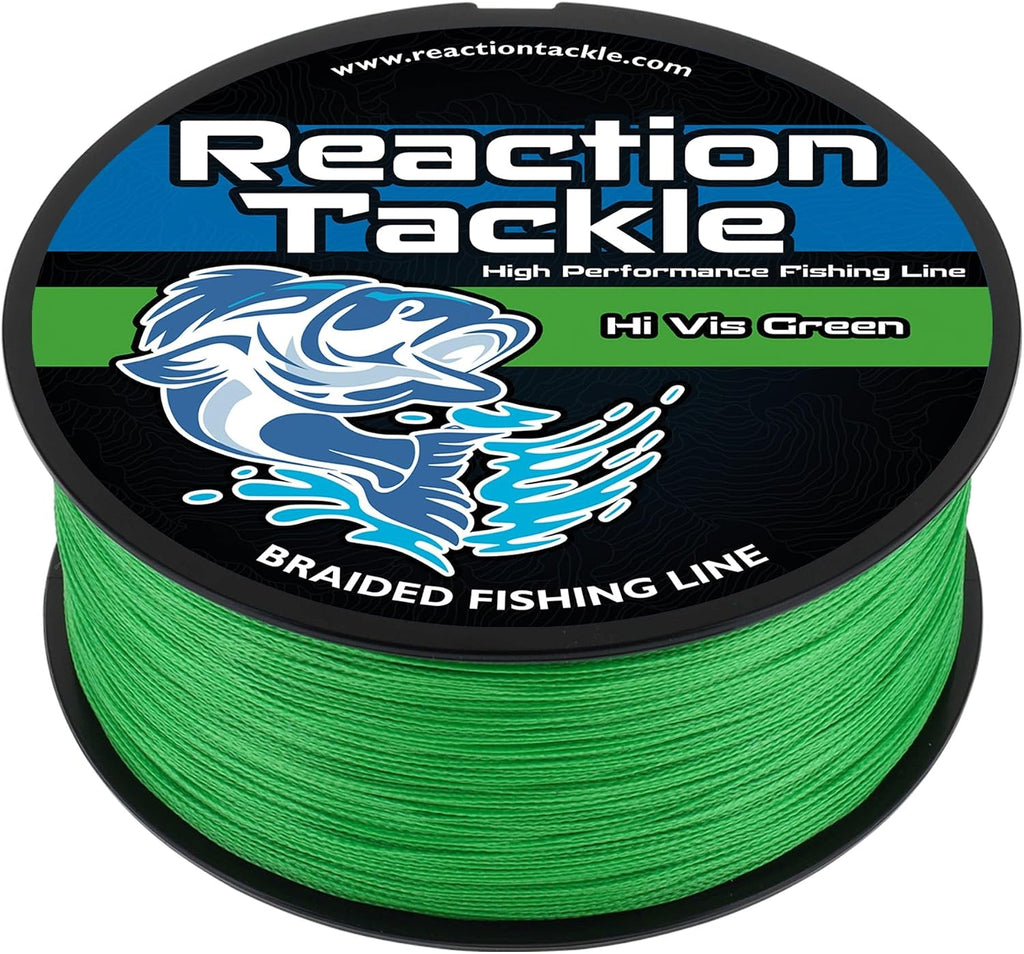 Reaction Tackle Braided Fishing Line - Pro Grade Power Performance for Saltwater or Freshwater Fish - Colored Fishing Line Braid for Extra Visibility