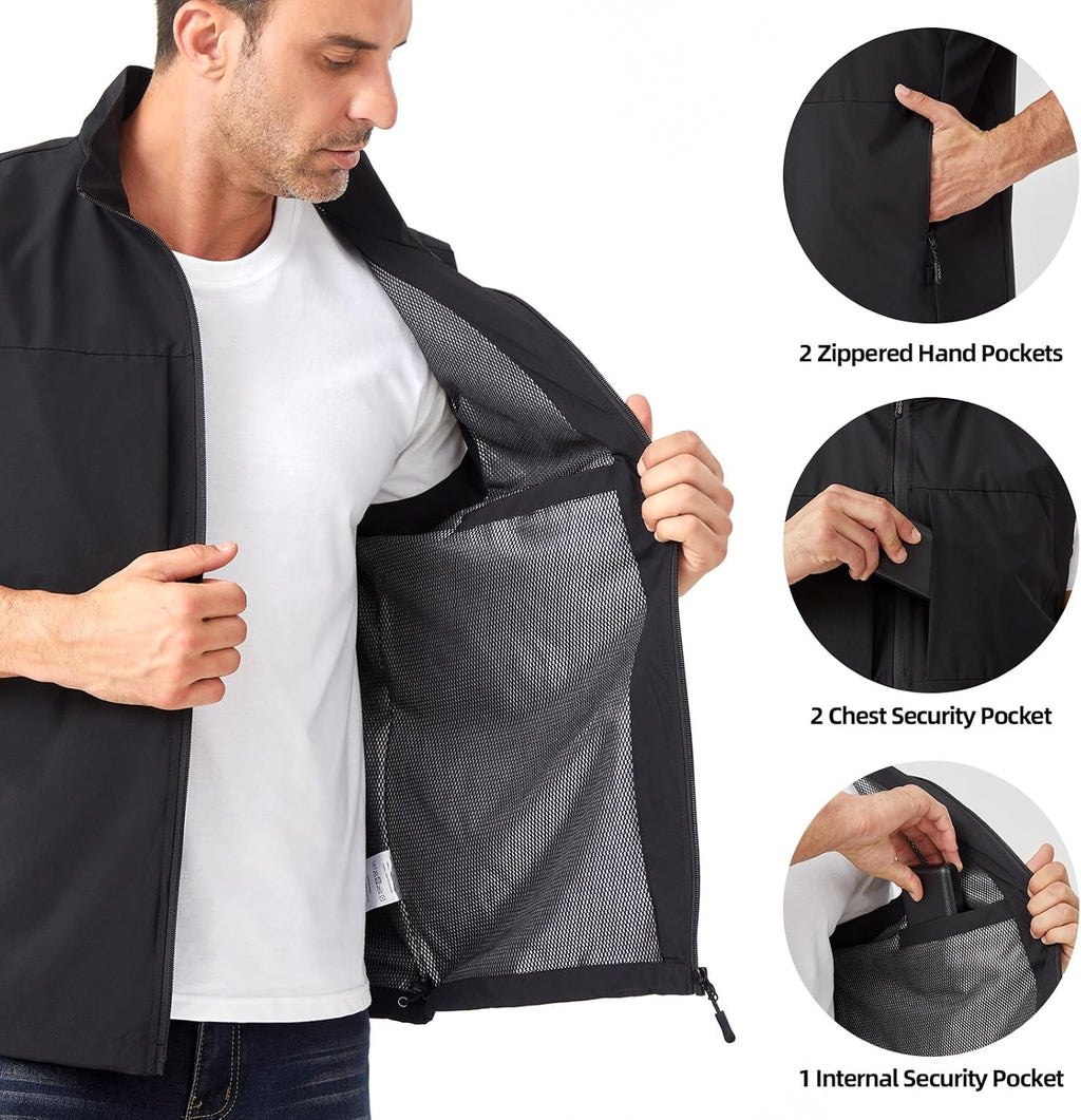 Men's Lightweight Outerwear Vest Softshell Sleeveless Jacket