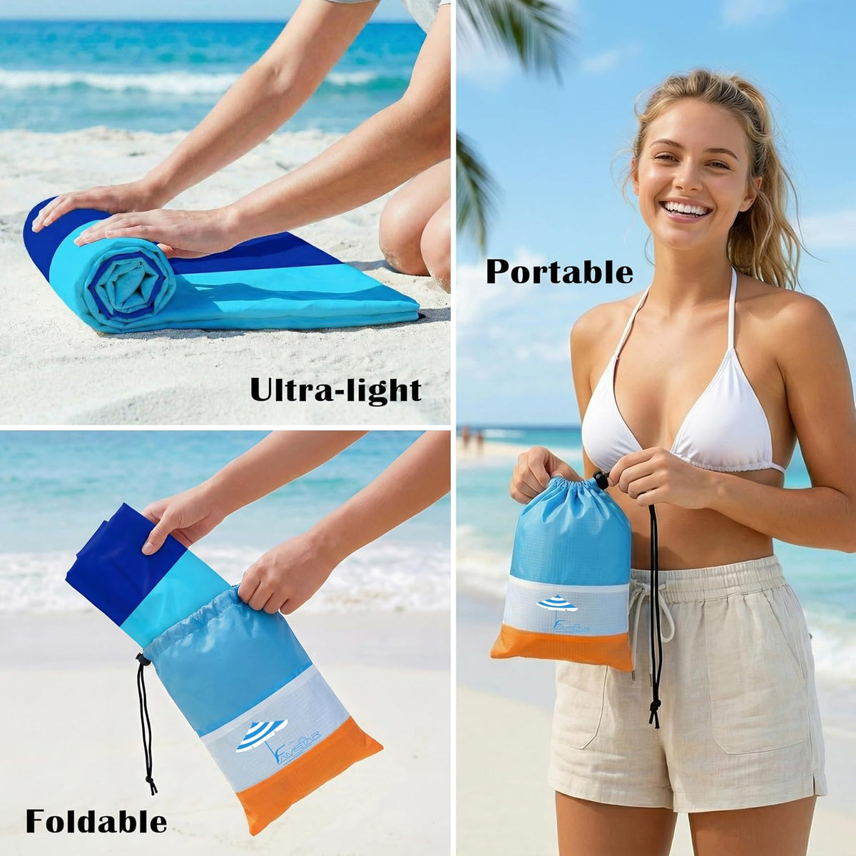 Beach Blanket Waterproof Sandproof 78''X81''/10'X9' Oversized Big Blanket