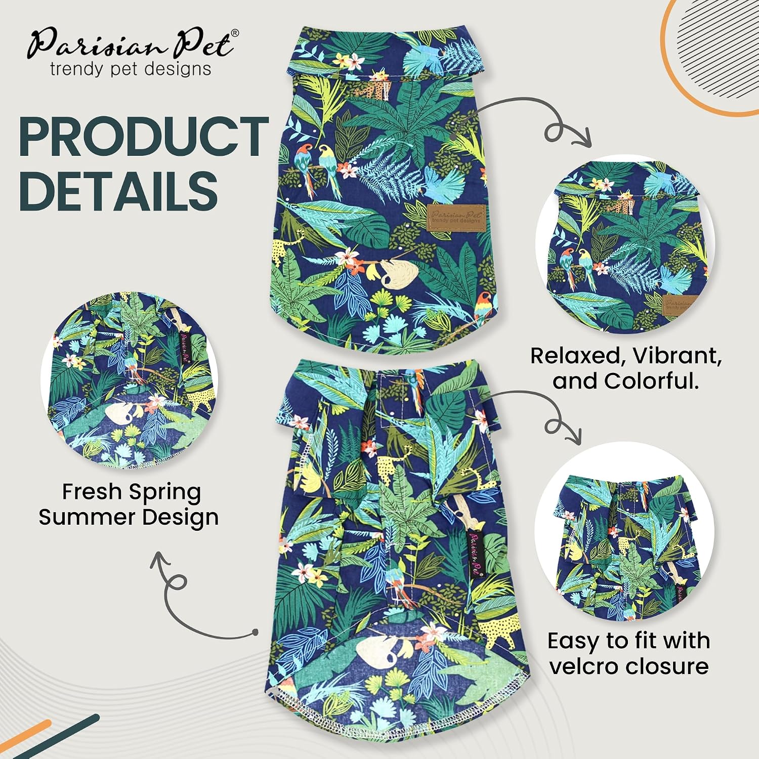 Parisian Pet Amazonia Dog Shirt - Cotton Clothes for Medium Dogs - Stylish Tropical Dog Outfit - Lightweight and Soft Puppy Clothes - Trendy Tshirts for Dogs - Comfortable Summer Pet Apparel