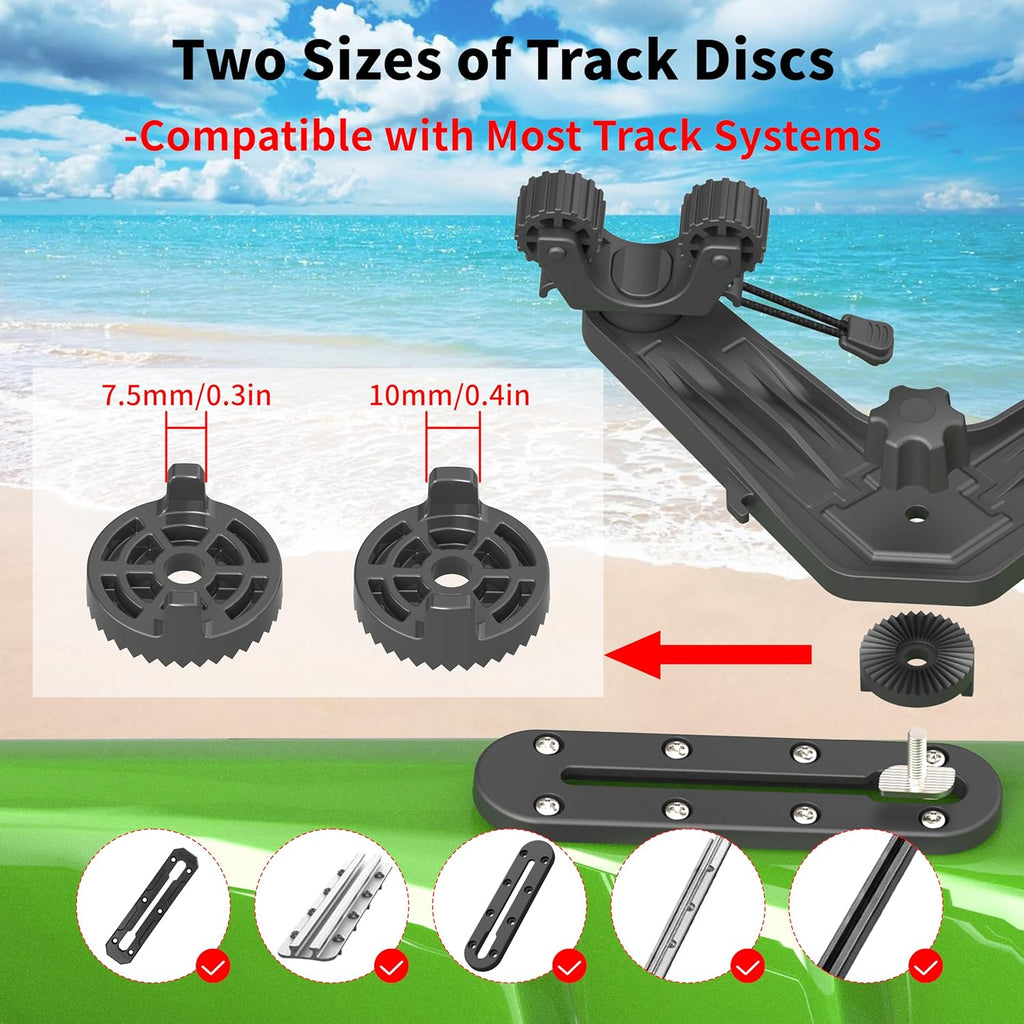 Huntury DoubleHeader Kayak Track Paddle Holder, Save Kayak Track Space, Kayak Paddle Clip, Kayak Track Mount Accessories, Kayak Oar/Fishing Net Holder for Fishing, Pack of 2