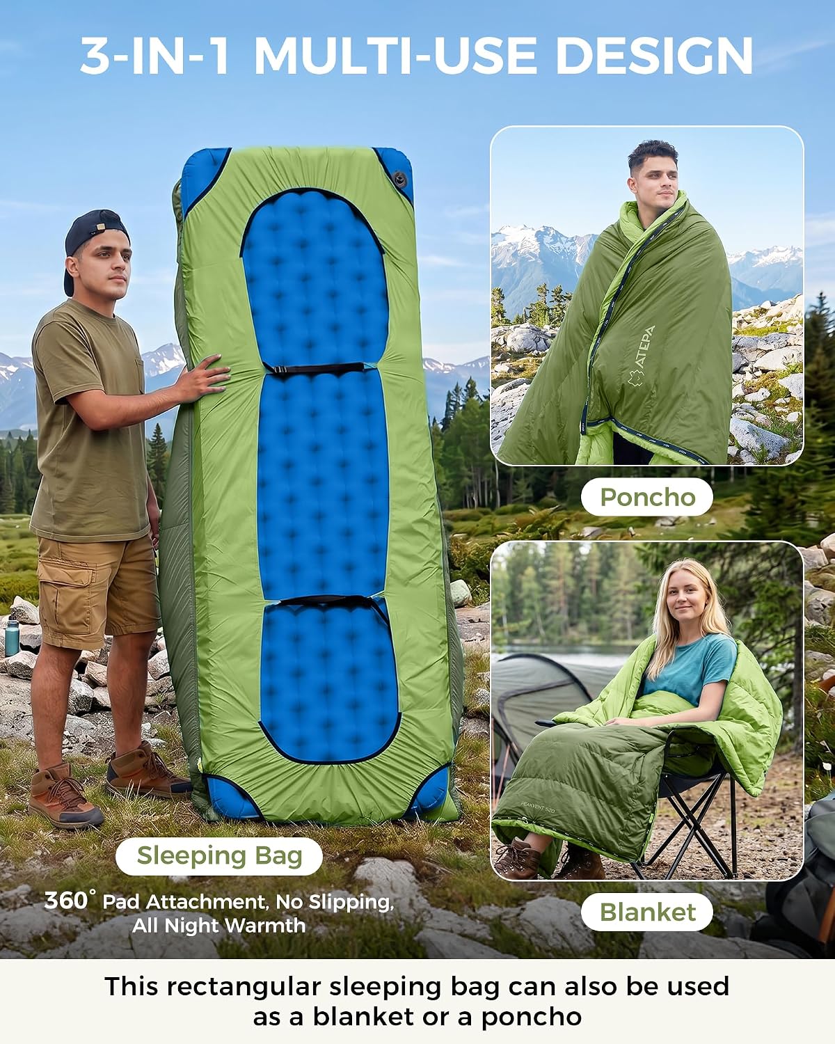 ATEPA Down Sleeping Bag, 650FP / 700FP Recycled, 3-Season