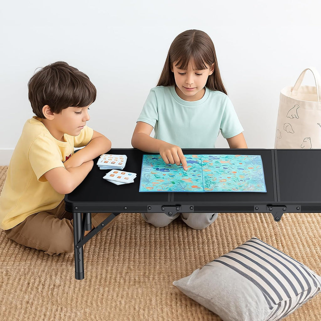 Folding Camping Table, 34.2"x15.7" 3 Adjustable Height Max 27.5"