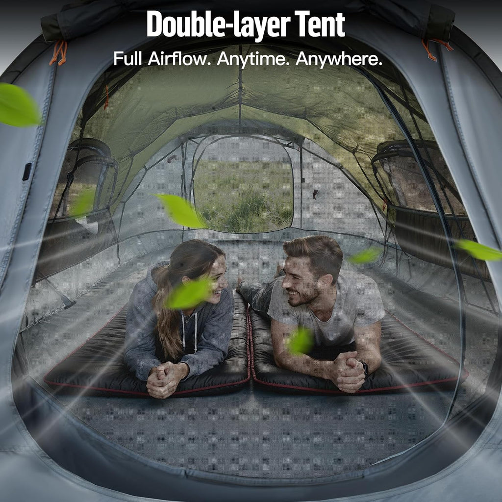 Night Cat Pop Up Camping Tent: 2-4 Person Tents for Camping Double Layers