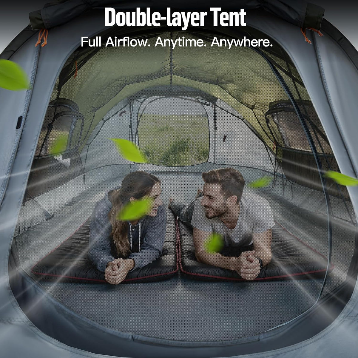 Night Cat Pop Up Camping Tent: 2-4 Person Tents for Camping Double Layers