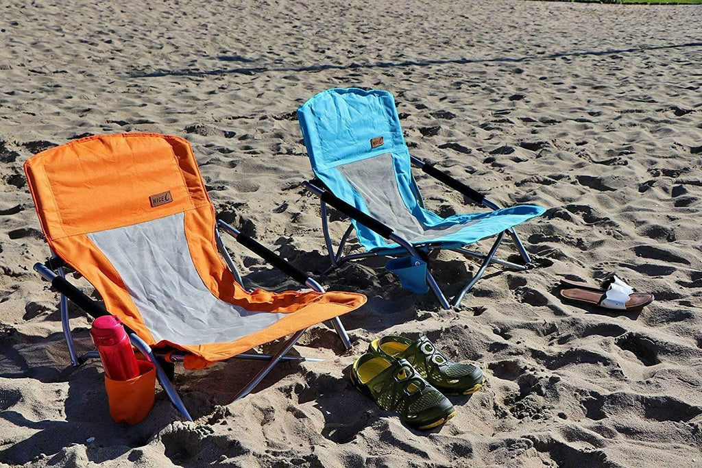 Nice C Low Beach Camping Folding Chair, River Sand Lake Chair (1P, Orange)