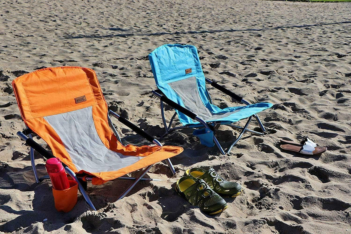 Nice C Low Beach Camping Folding Chair, River Sand Lake Chair (1P, Orange)