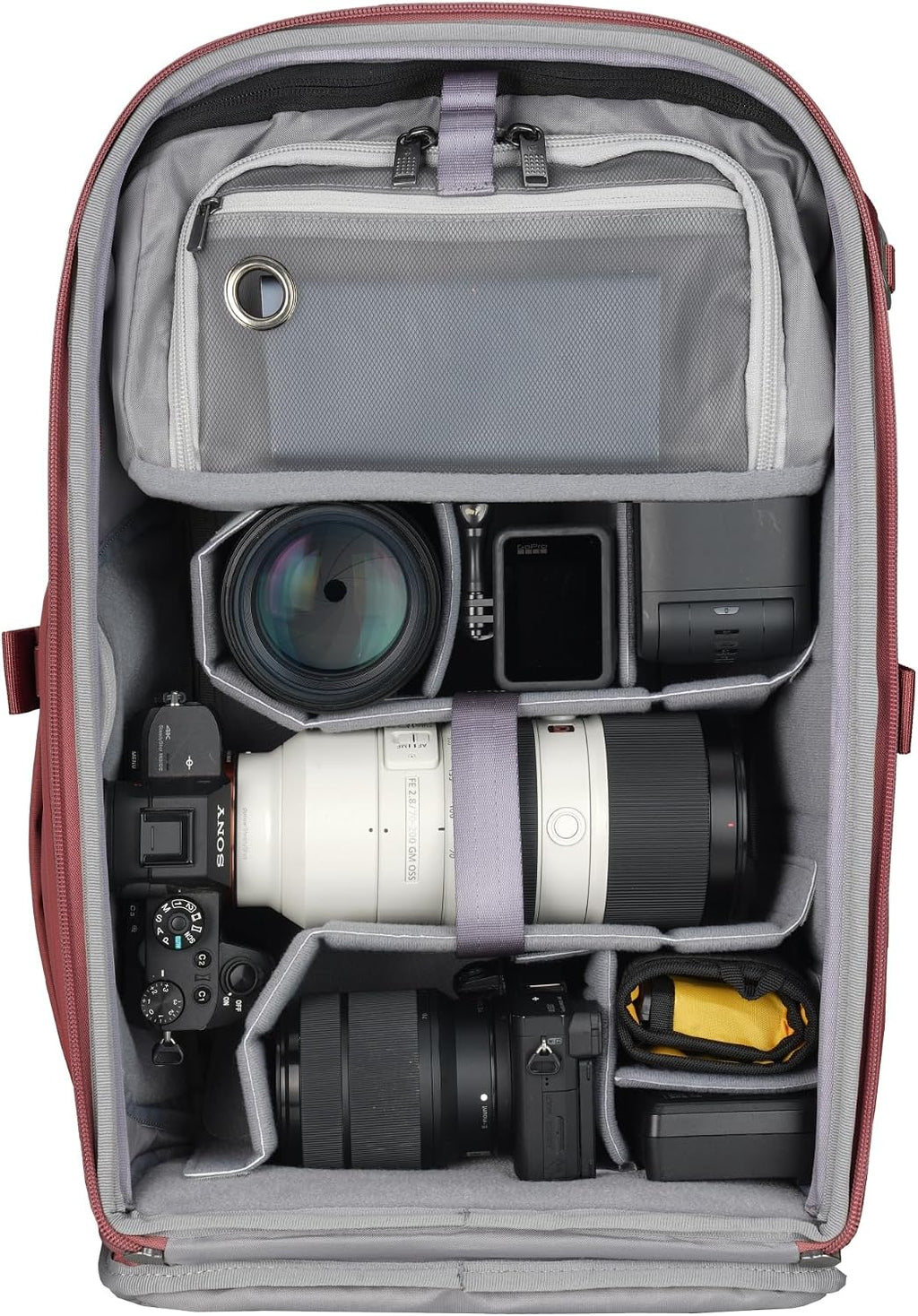 VANGUARD VEO Metro B25L Camera & Everyday Backpack (Magenta) – Fits 70–200mm Attached, 16" Laptop Storage, Convertible Daypack Design, Carry-On Ready