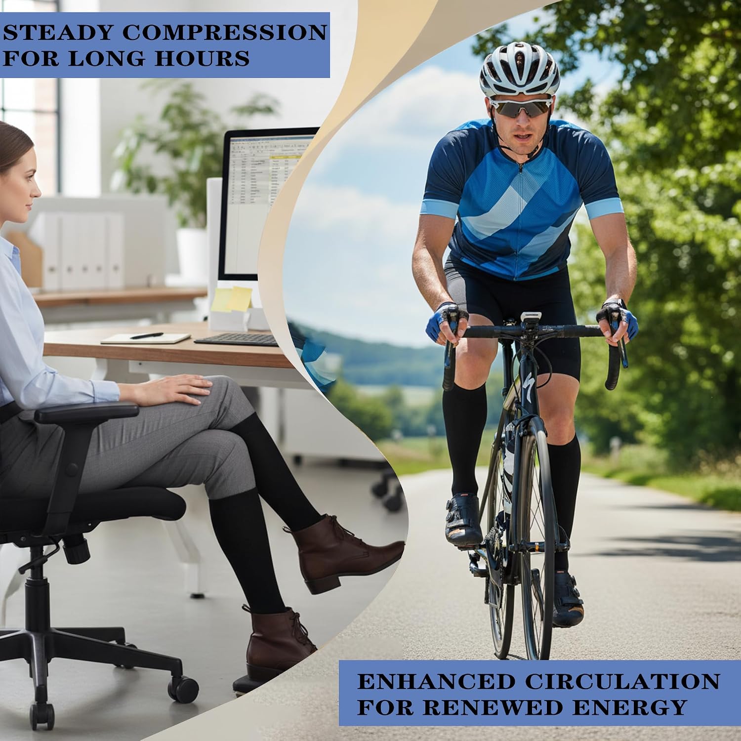 Sooverki Copper Compression Socks for Men & Women 8 Pack 15-20mmHg - Knee High Stockings Best Support for Running Athletic