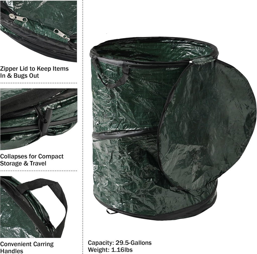 Wakeman Pop Up Outdoor Garbage Can, Black, 29.5 Gallon