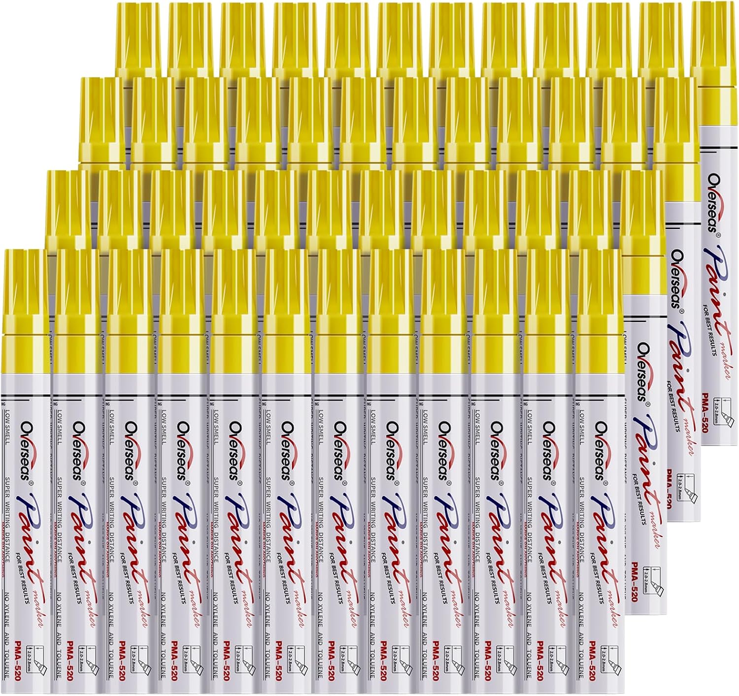 Overseas 48 Yellow Paint Pens Permanent Markers, Oil Based Paint Markers