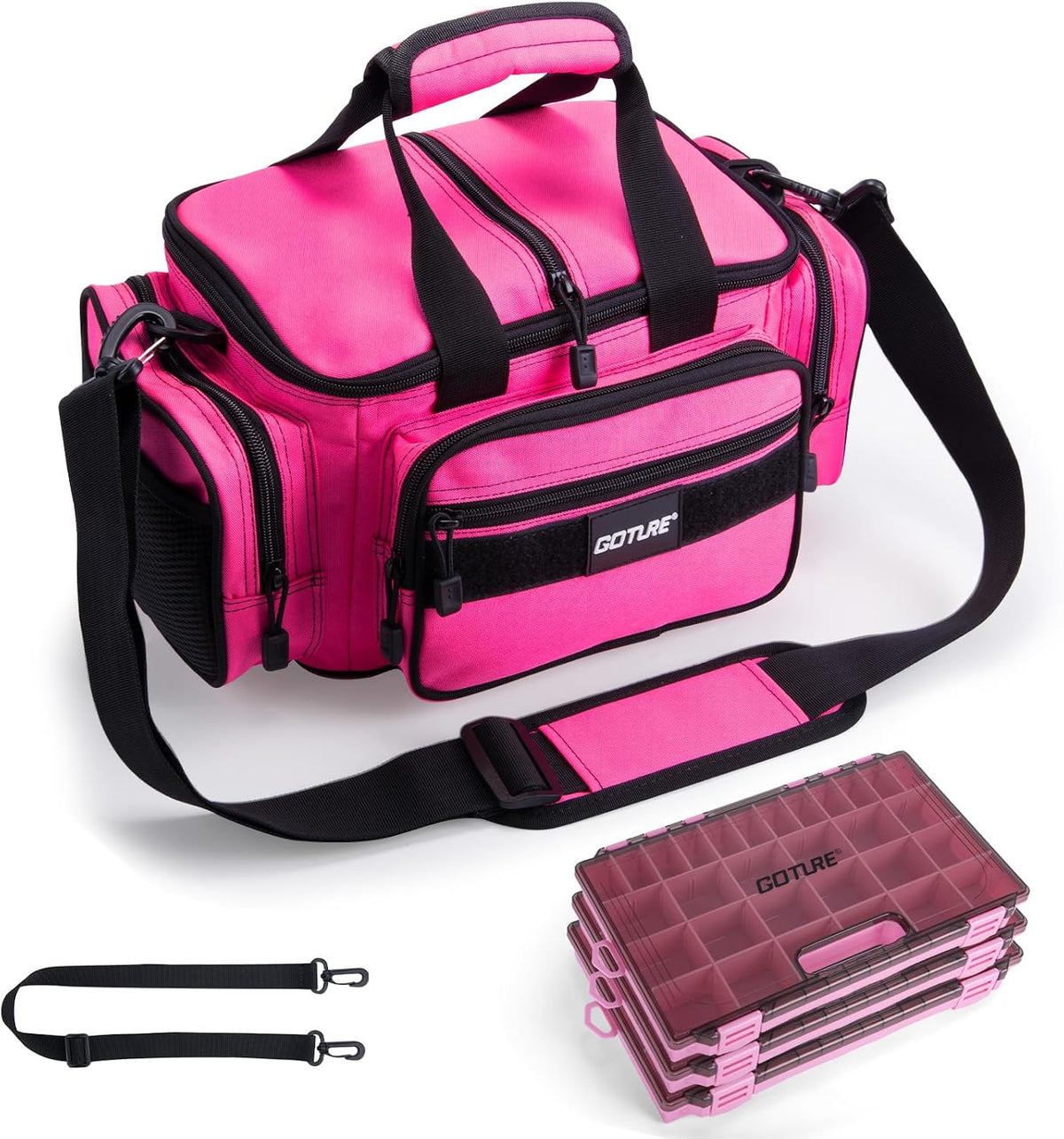 Goture Fishing Tackle Bag with 3 3600 Tackle Boxes, Gear Storage