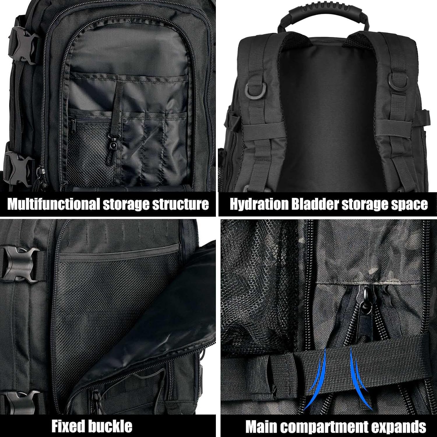 Miramrax Tactical Backpack Military Army Daypack - Assault Pack for Men Molle Backpacks Bug Out Bag 3 Day Pack for Hiking Camping Travel Hunting Rucksack Trekking Black