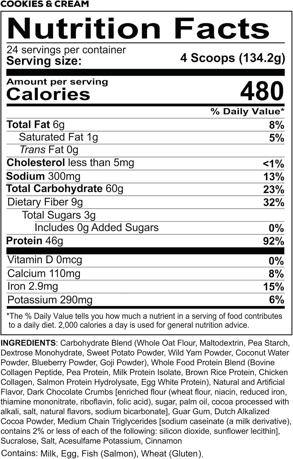 REDCON1 MRE Whole Food Protein Powder, Cookies & Cream - Meal Replacement Made with Animal and Plant Based Protein Sources, Nutrient and Calorie Dense, 0g Added Sugar (24 Servings)