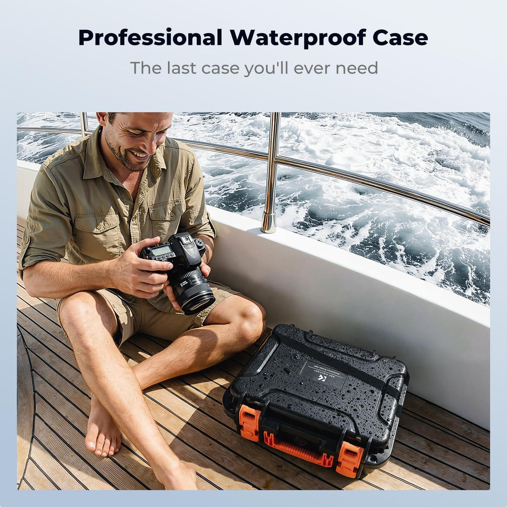 K&F CONCEPT Waterproof Hard Case, IP67 Protective Case with Pre-Scored Foam