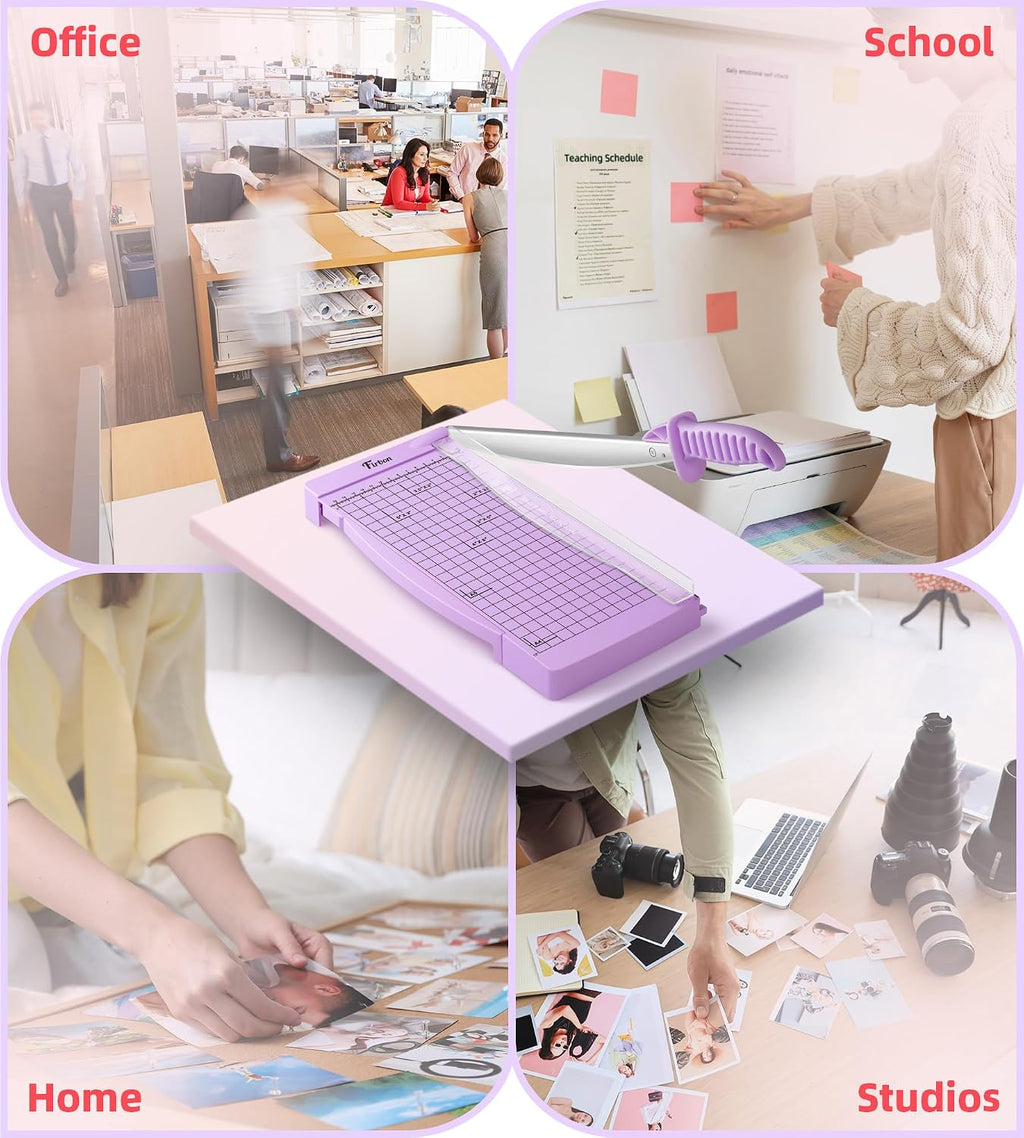 Firbon 12" Guillotine Paper Cutter with Hidden Ruler, Compact Paper Trimmer