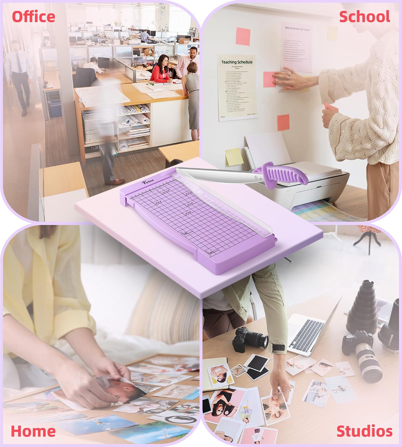 Firbon 12" Guillotine Paper Cutter with Hidden Ruler, Compact Paper Trimmer