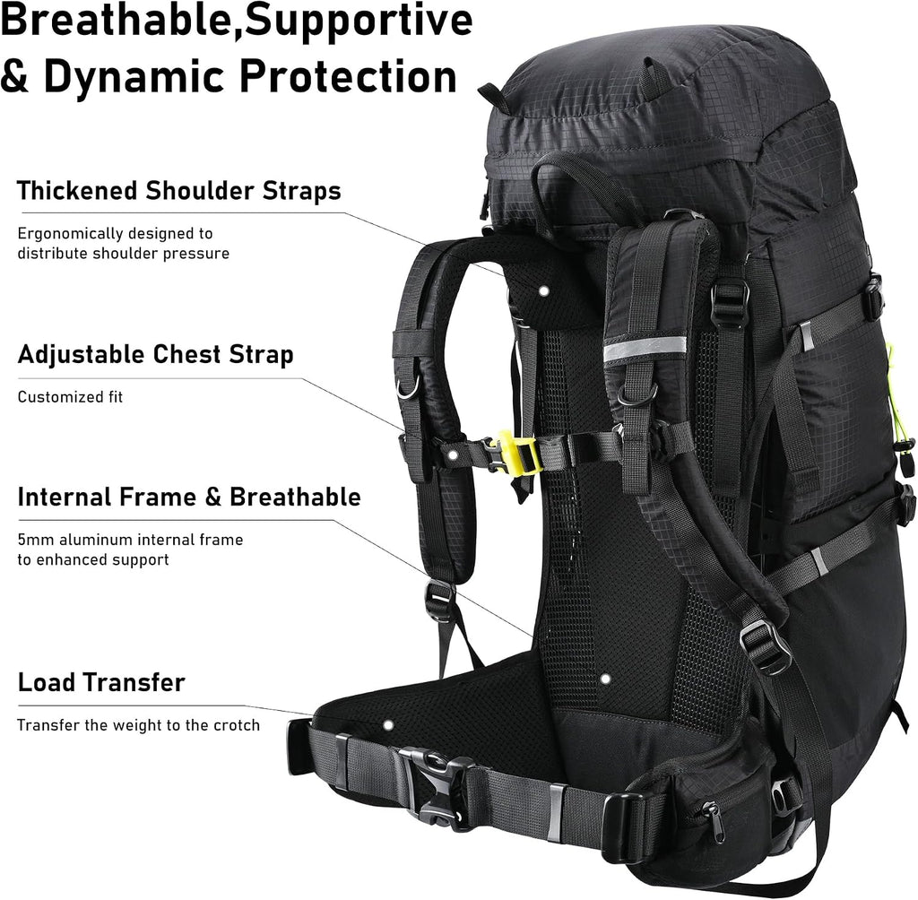 N NEVO RHINO 40L Internal Frame Hiking Backpack with Rain Cover