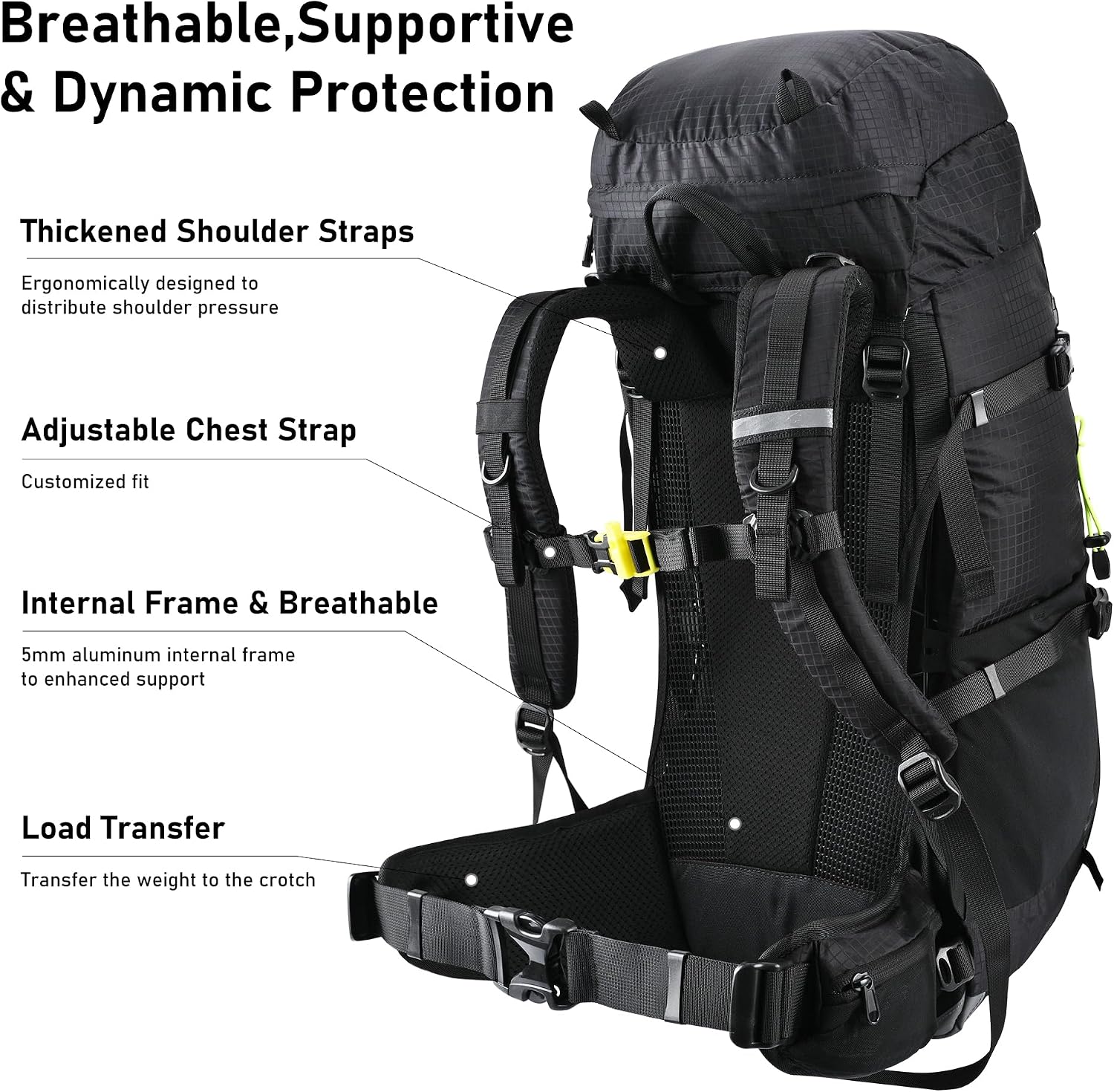 N NEVO RHINO 40L Internal Frame Hiking Backpack with Rain Cover