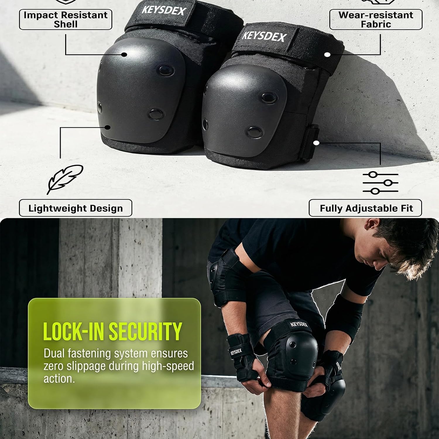 Knee Pads Elbow Wrist Guards 6-in-1 Protective Gear Kids Adults