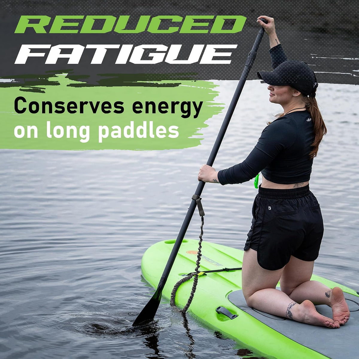 Gradient Fitness – Kayak Paddle Leash, Stretchable Bungee Cord w/Carabiner Clip
