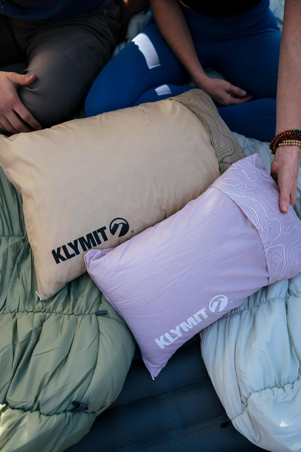 KLYMIT Drift Camping Pillow | Lightweight, Travel Head Rest for Sleep Filled with Shredded Memory Foam, Reversible Outer Cover for Extended Use, Regular Size — Orchid