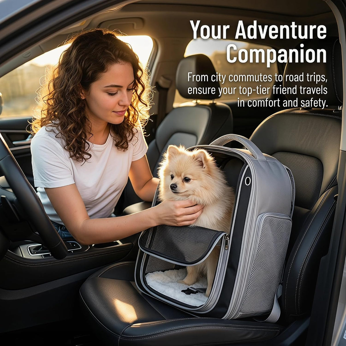 Pet Carrier Backpack for Cats and Small Dogs, Transparent PC Window, Breathable Mesh Sides, Front Pocket, Comfortable Padded Straps