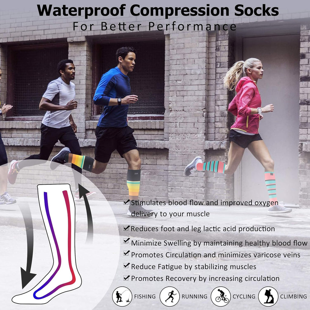 RANDY SUN Waterproof Skiing Socks, [SGS Certified] Unisex Knee High Breathable Hiking Trekking Sock 1 Pair