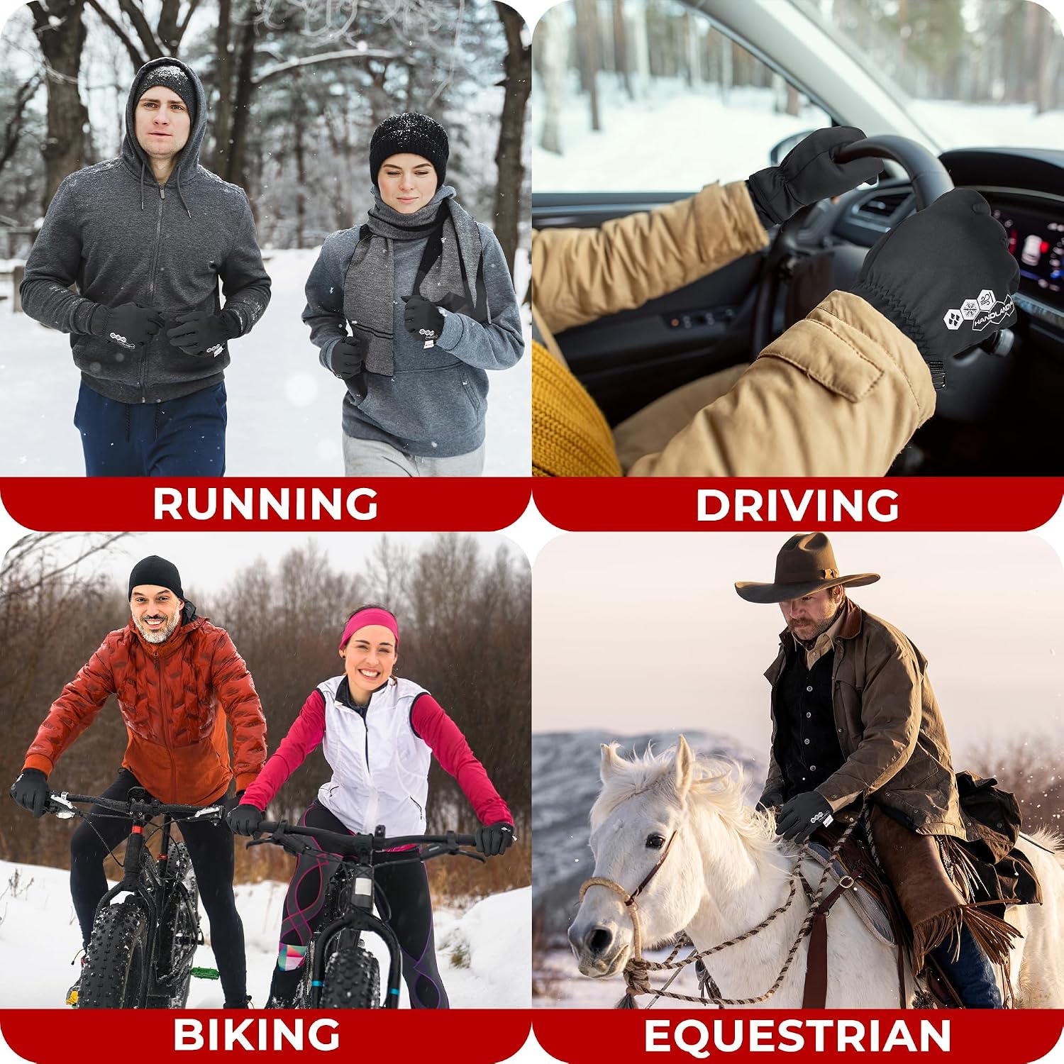 HANDLANDY Winter Gloves for Men & Women, Insulated Waterproof for Cold Weather, Thermal Glove for Cycling, Ski, Riding, Driving, Biking, Running