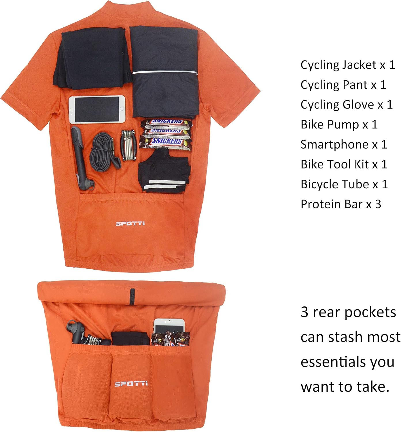 Spotti Men's Cycling Jersey Short Sleeve Half-Zip Bike Shirt, 4 Pockets