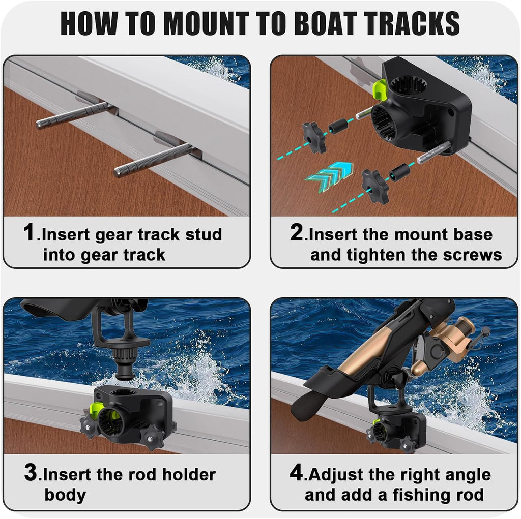 Combo Mount Fishing Rod Holders - 360 Degree Adjustable Boat Rod Rack