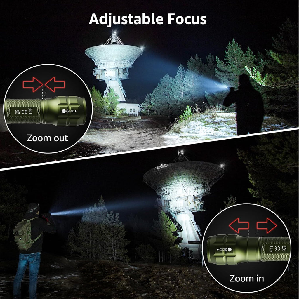 Lepro Lighting Ever LED Flashlight, High Lumens Waterproof Adjustable Focus