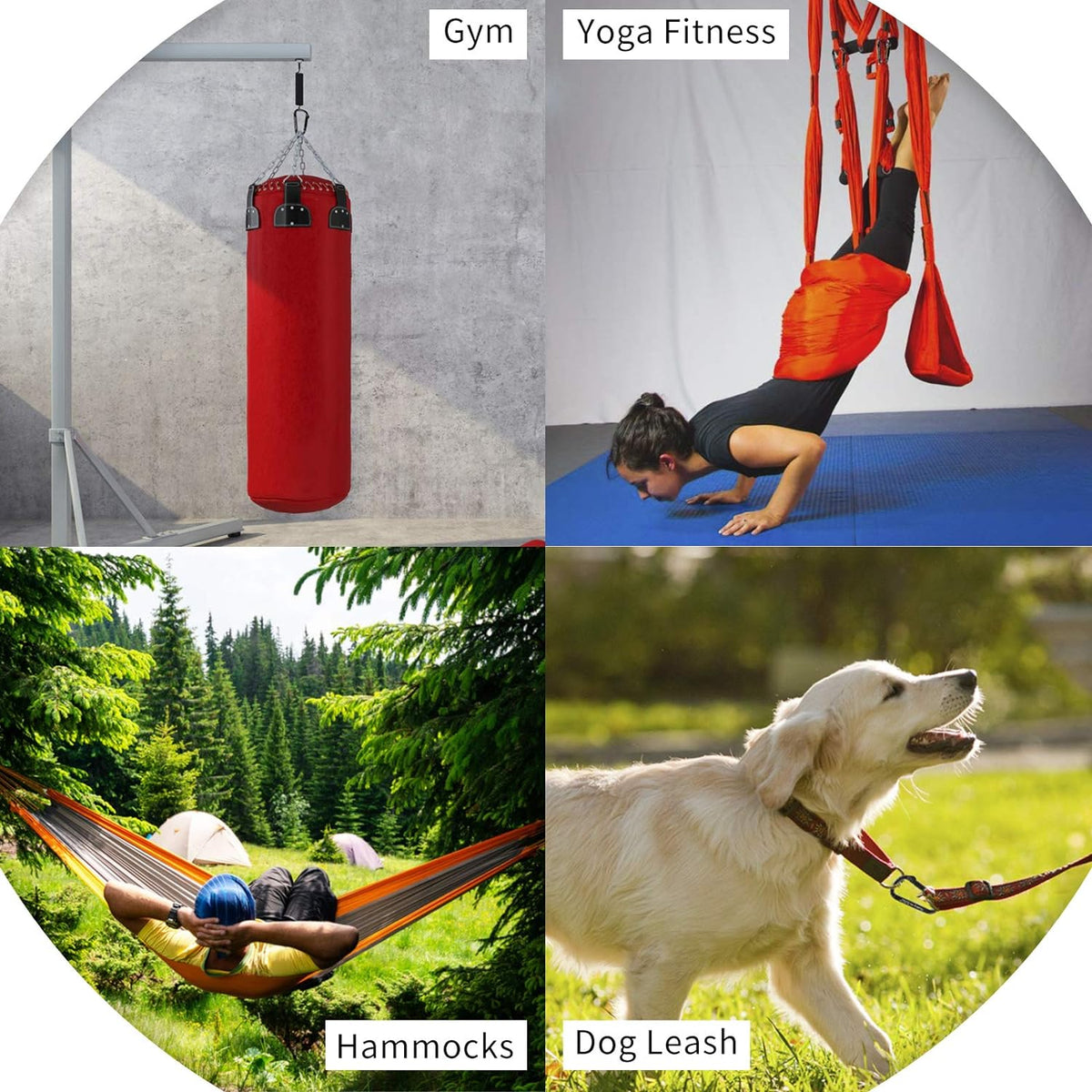 Carabiner Clip, 3" Iron Heavy Duty Carabiners 855lbs-11KN/2475lbs for Hammocks, Hiking,Keychains,Camping Accessories,Outdoors and Gym etc,D Shaped Spring Hook Small Carabiners for Dog Leash,Harness.