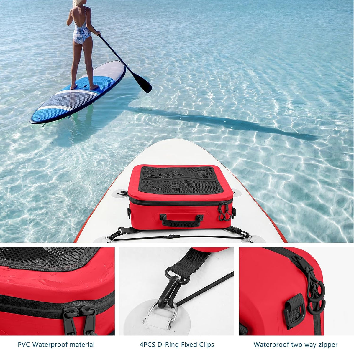 MORXPLOR Waterproof PVC Paddleboard Cooler Deck Bag - 12 Can Soft Insulated Cooler for Paddleboarding, Camping, Kayaking