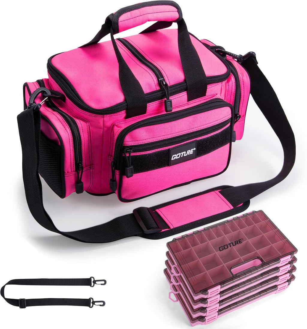 Goture Fishing Tackle Bag with 4 3600 Tackle Boxes, Gear Storage