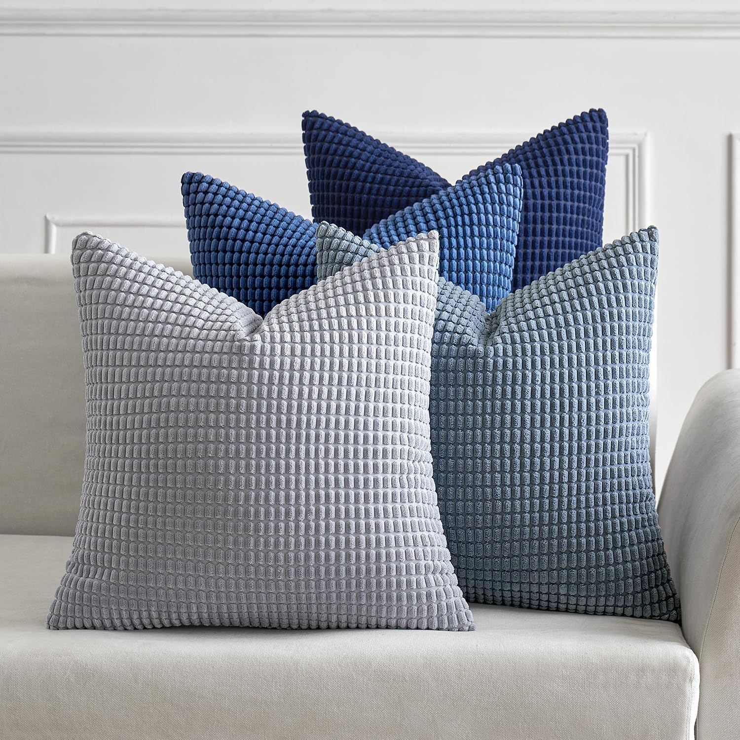 MIULEE Decorative Throw Pillow Covers 18x18 Inch Set of 4 Coastal Blue