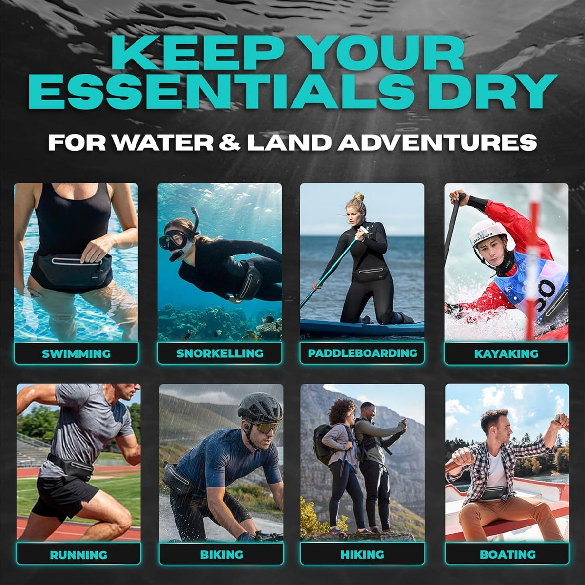 Drench 100% Underwater Waterproof Fanny Pack | Submersible Waterproof Phone Pouch & Waist Pack Dry Bag for Swimming, Boating, SUP & Snorkelling | Floating Belt Bag Underwater Phone Case | iPhone