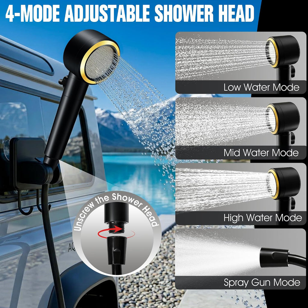 FizZeal Portable Camping Shower with LED Display & 5 Speed, 8000mAh Battery