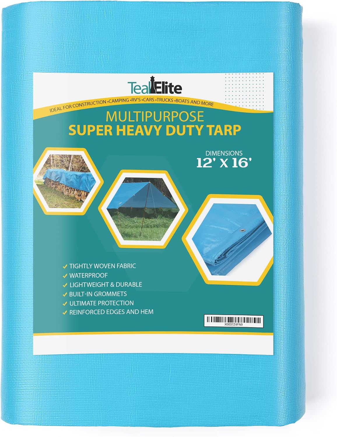 Tarps Heavy Duty Waterproof 12x16 ft, 12 mil Thick Tarp Cover with Grommets