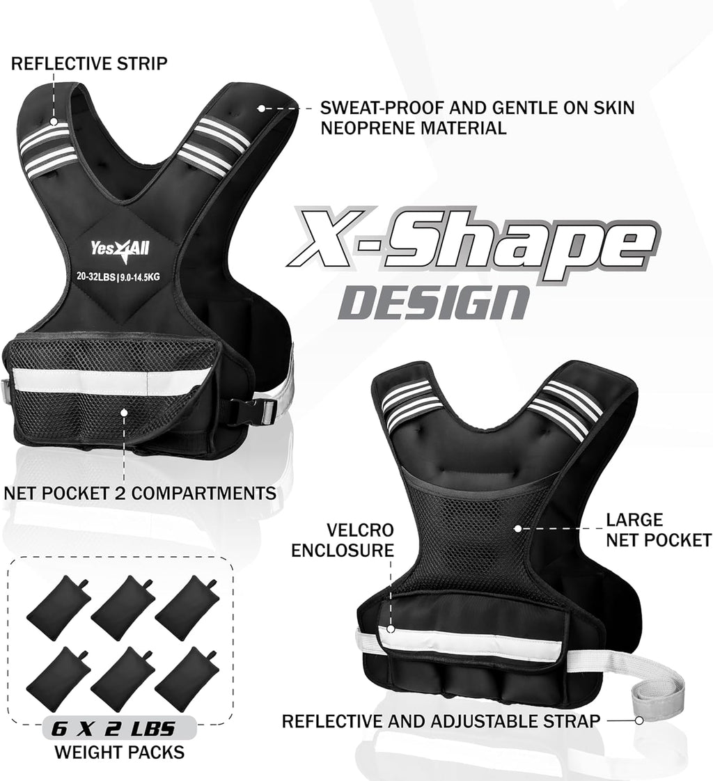 Yes4All Adjustable Weighted Vest with Reflective Strip