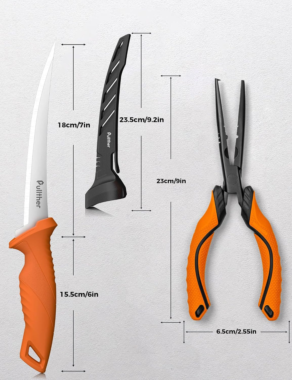 2PC Fishing Tool Kit - 7" Fillet Knife,Fishing Pliers
