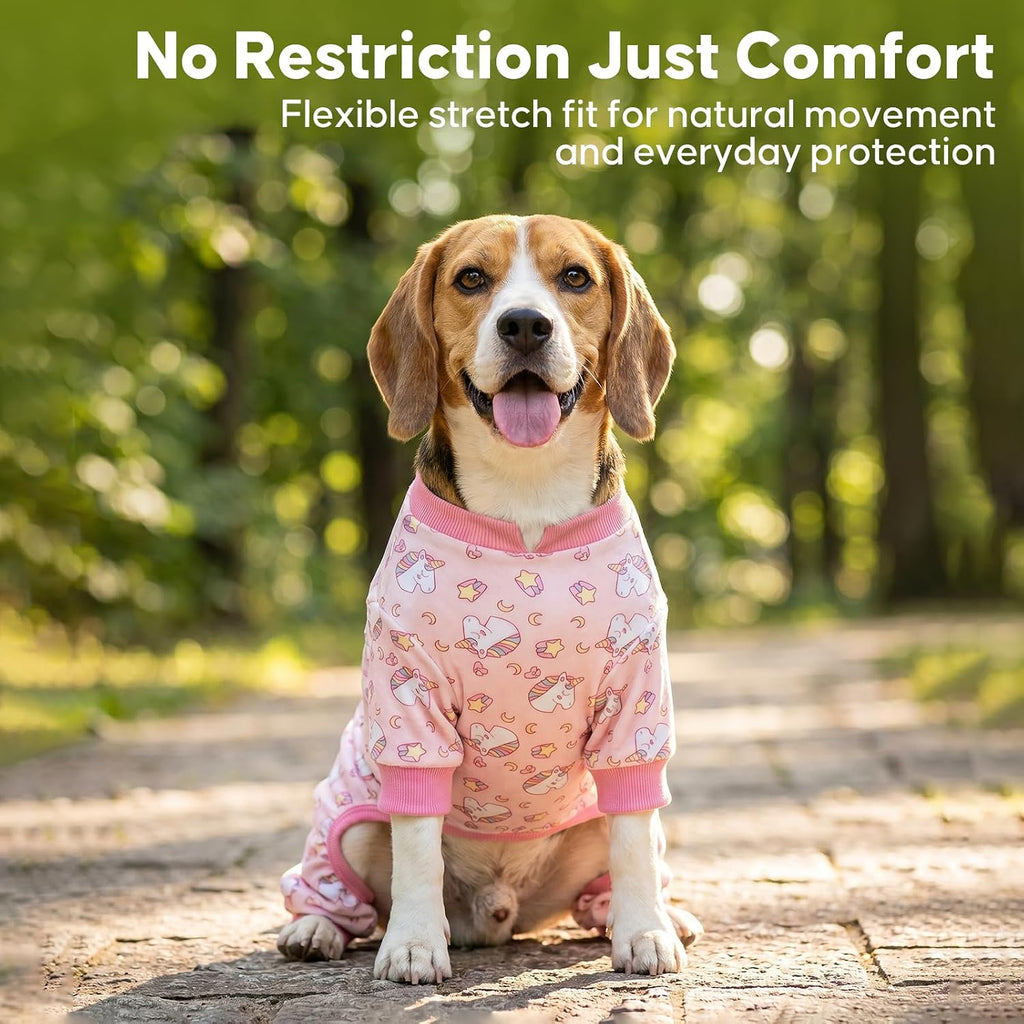 KYEESE Velvet Dog Pajamas for Small Dogs Soft Onesie Shirt, Unicorn Pink