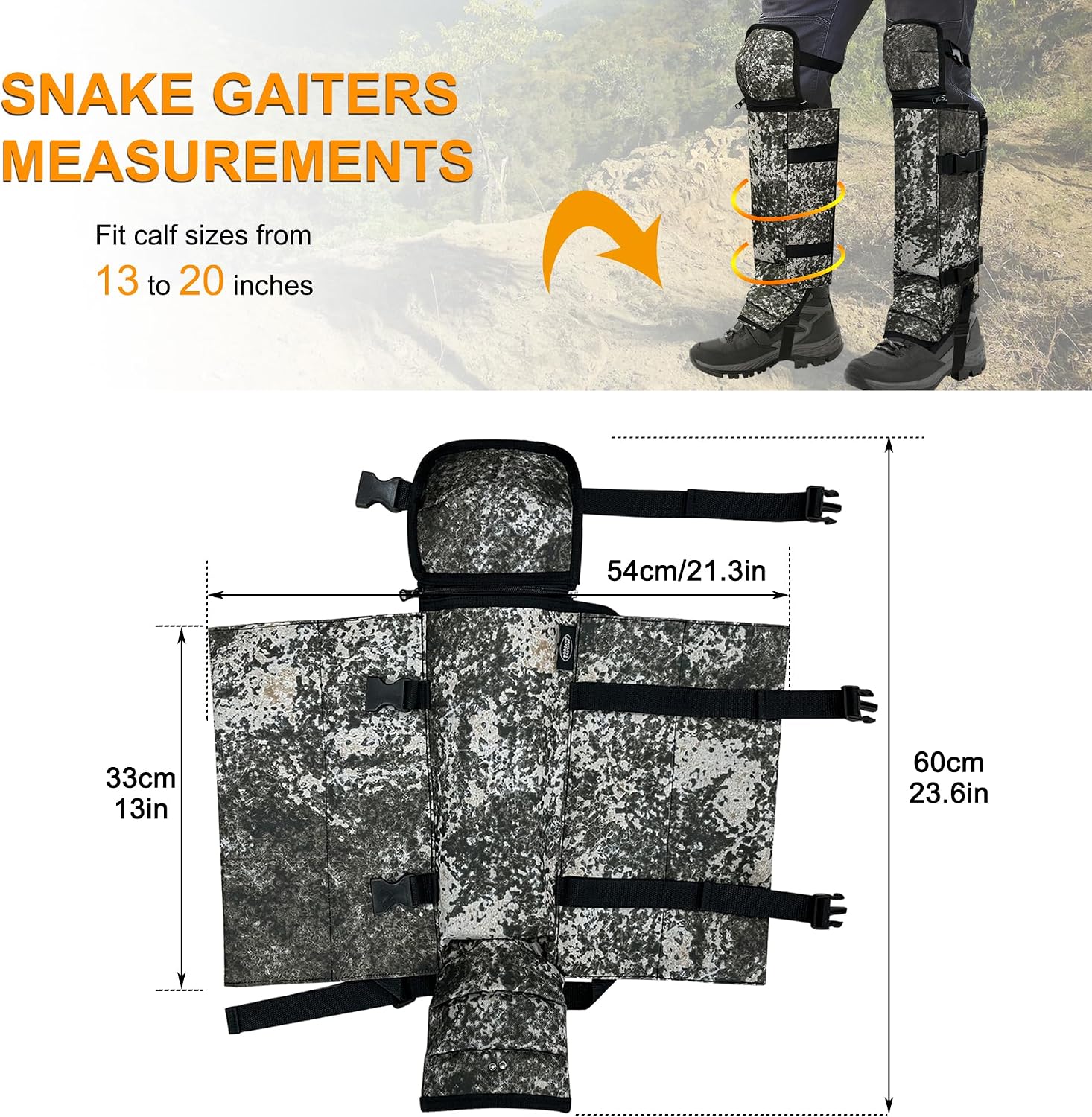 MDSTOP Snake Gaiters Leg Guards, Waterproof Snake Guards, Adjustable Snake Bite Protection for Lower Legs, Snake Chaps for Men & Women, Snake Proof Gaiters for Hunting,Outdoor and Farm Working